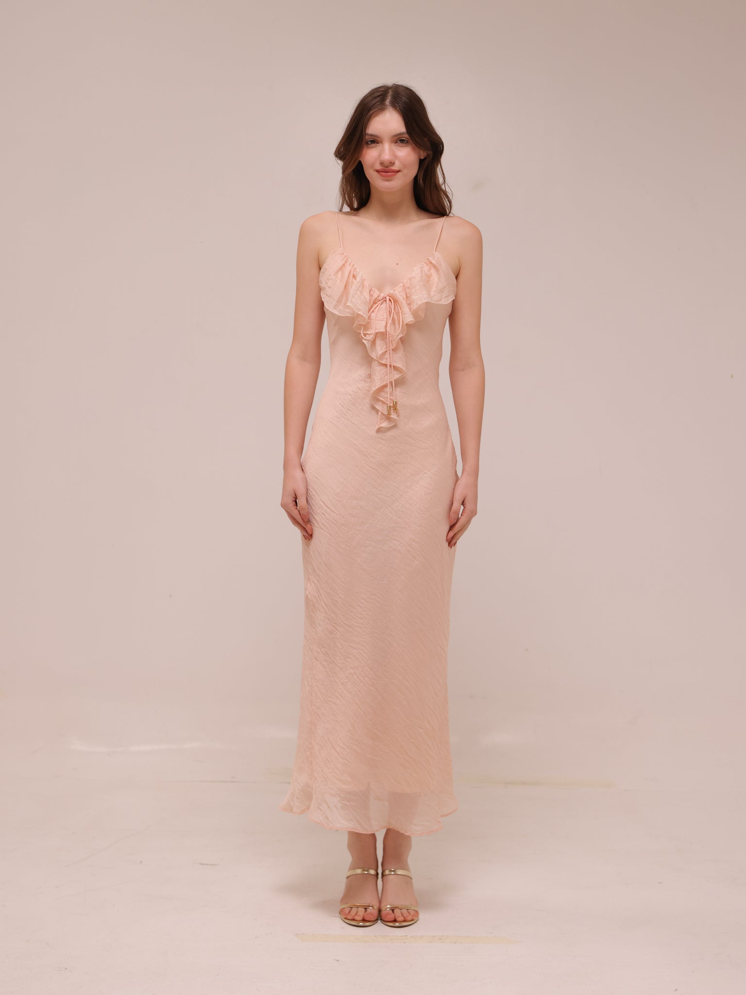 Ruffled Midi Slip Dress