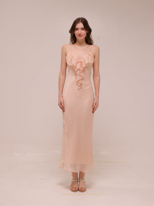 Ruffled Midi Slip Dress
