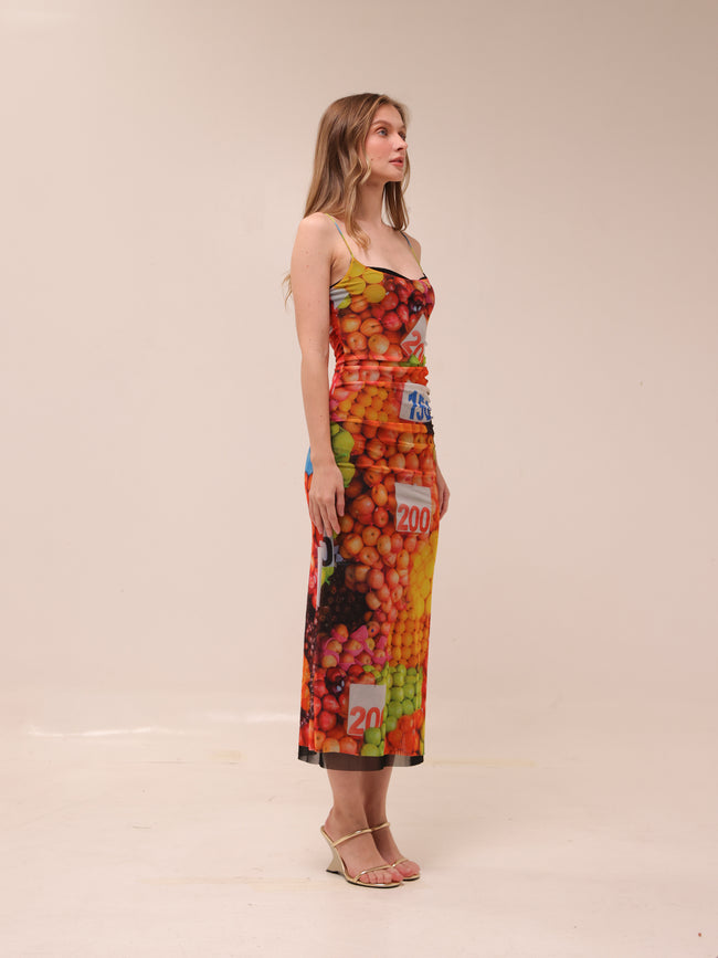 Fruit Print Maxi Dress