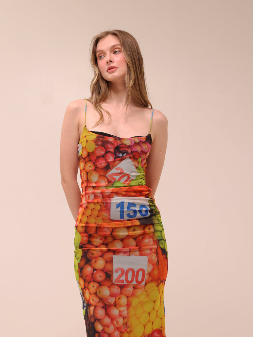 Fruit Print Maxi Dress