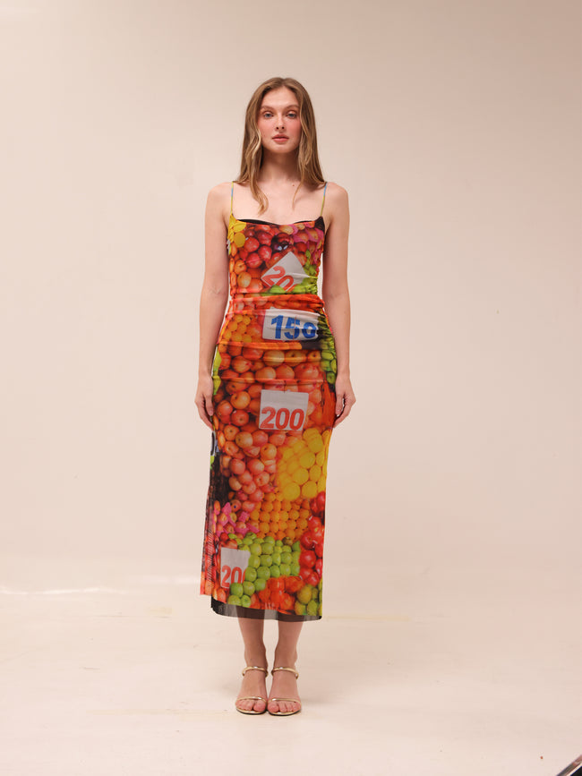 Fruit Print Maxi Dress