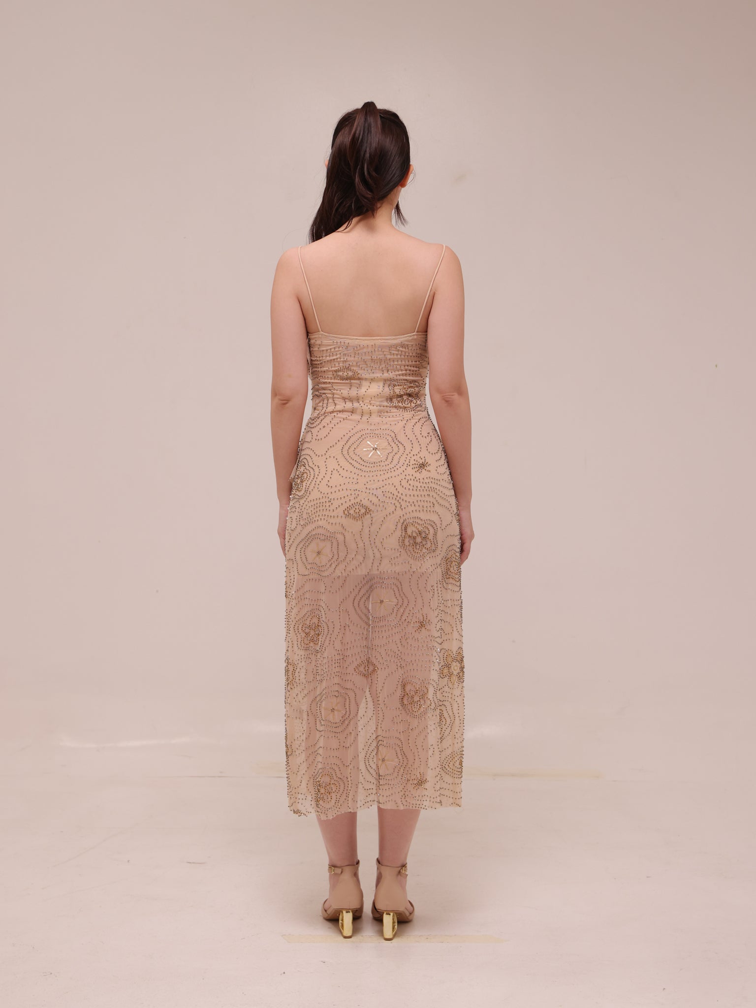 Shimmering Ruffled Midi Dress