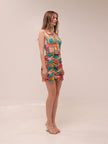 Multicolor Ruched Mini Dress