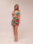 Multicolor Ruched Mini Dress