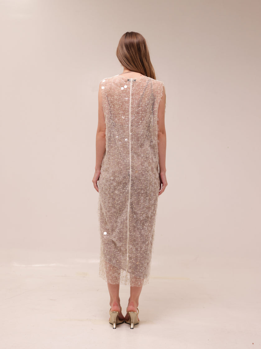 Shimmer Mesh Midi Dress