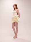 Ivory Rosette Satin Mini Dress